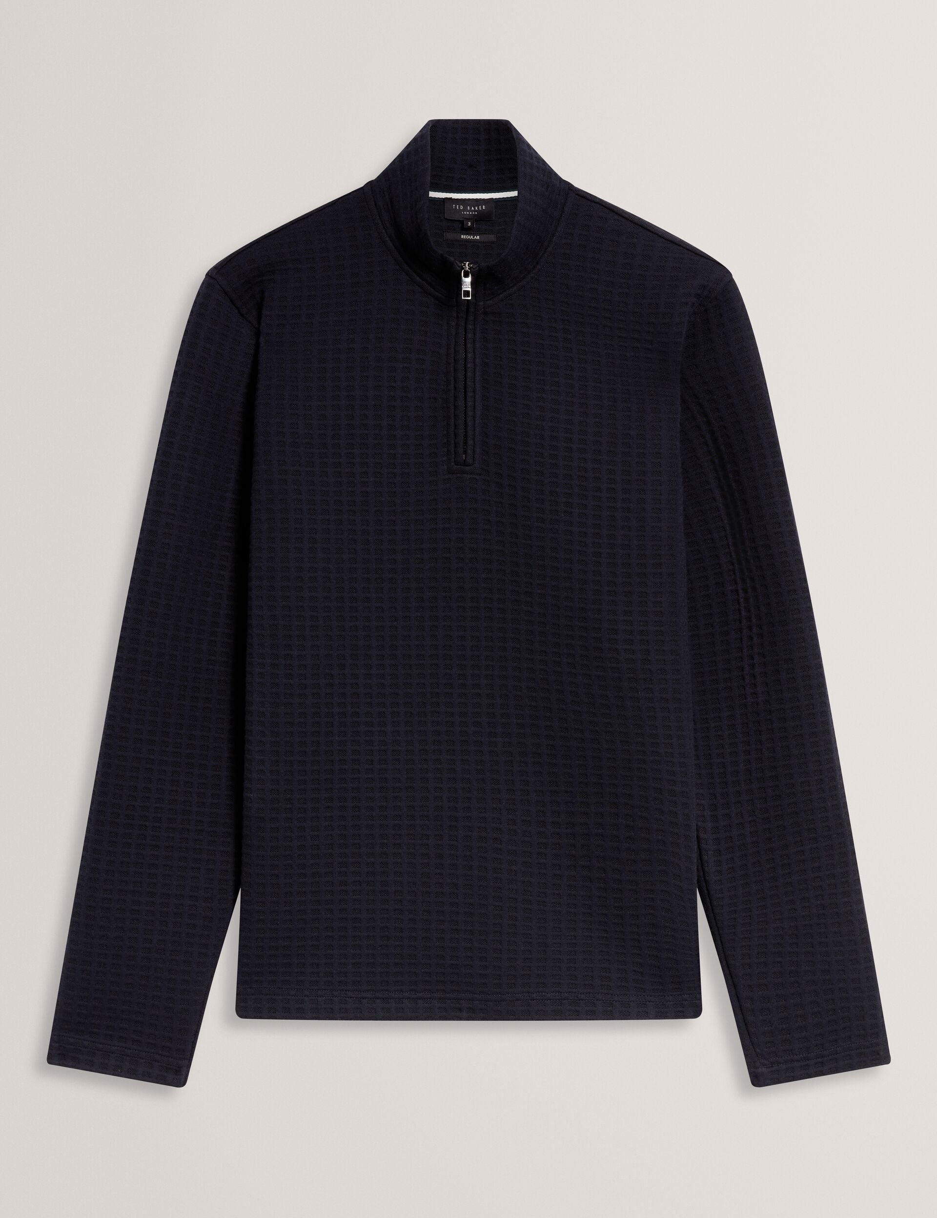 Ted Baker CAINDLE Waffle Knit Quarter Zip Sweatshirt NAVY