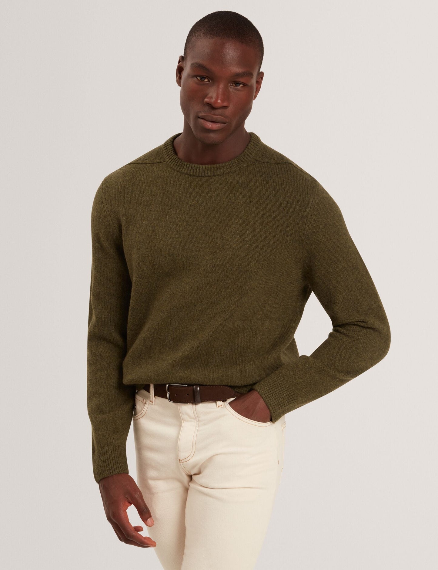 Ted Baker DEMARIO Relaxed Fit Wool Rich Knit Sweater KHAKI