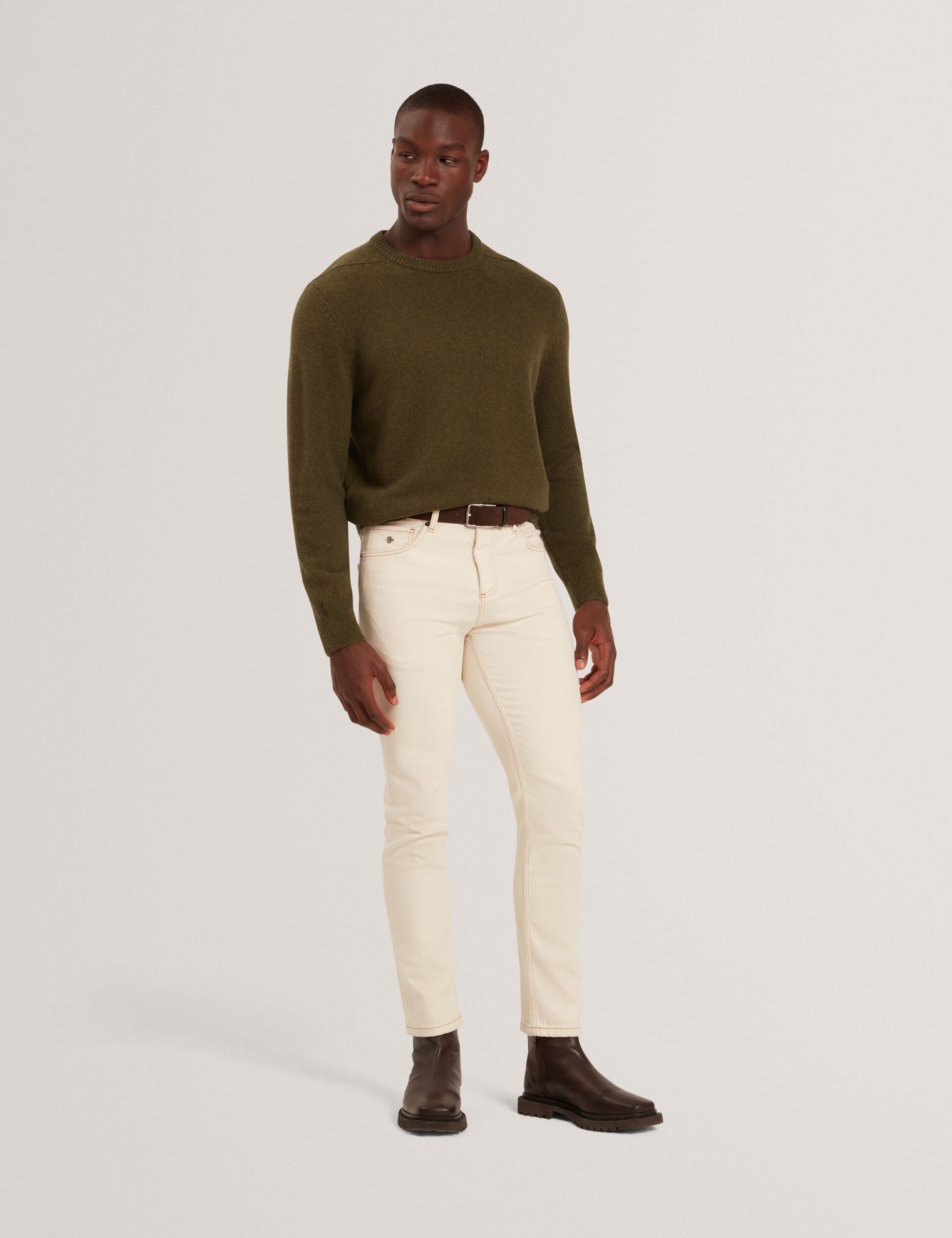 Ted Baker DEMARIO Relaxed Fit Wool Rich Knit Sweater KHAKI