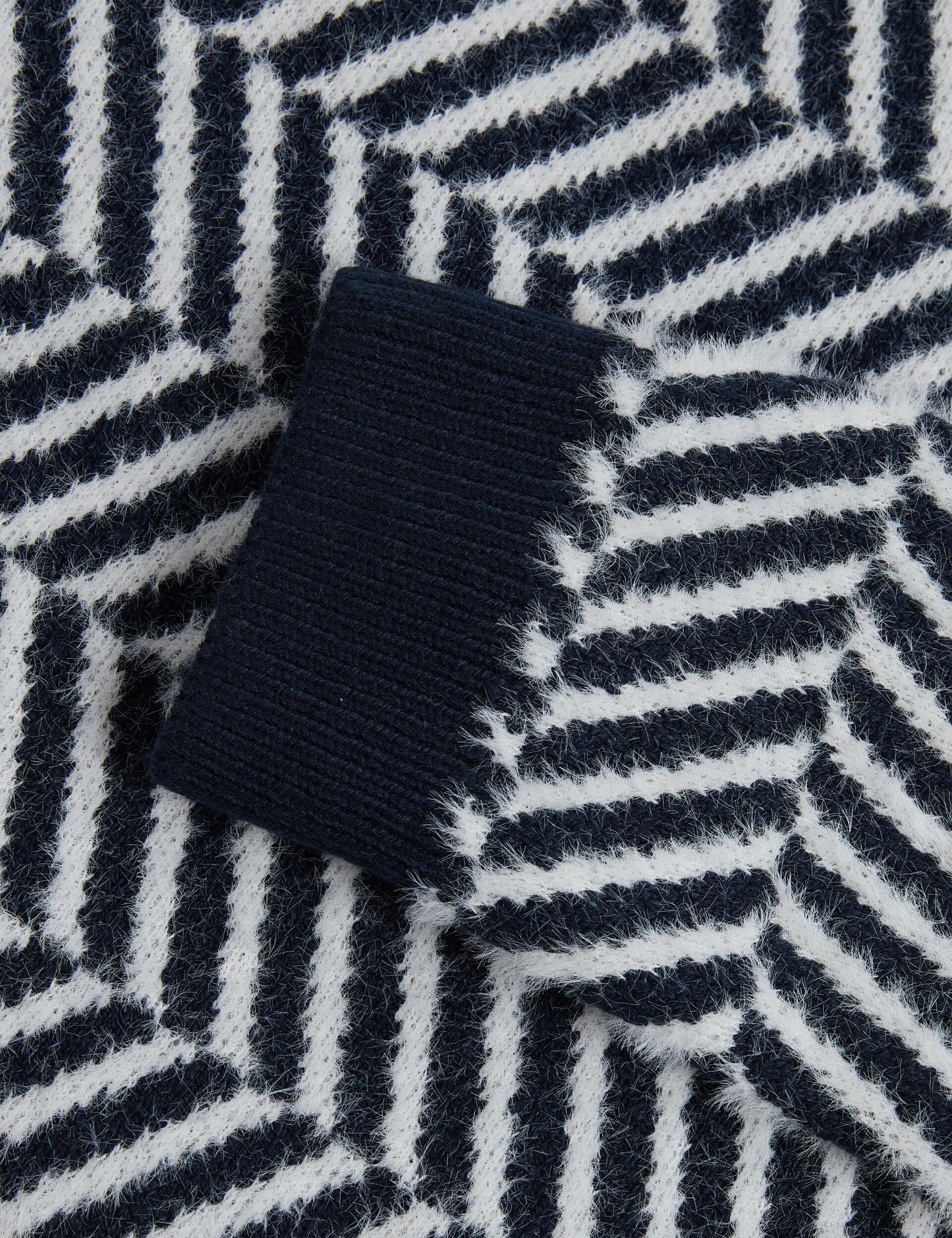 Ted Baker SERGEJ Zig Zag Print Wool Blend Jumper NAVY