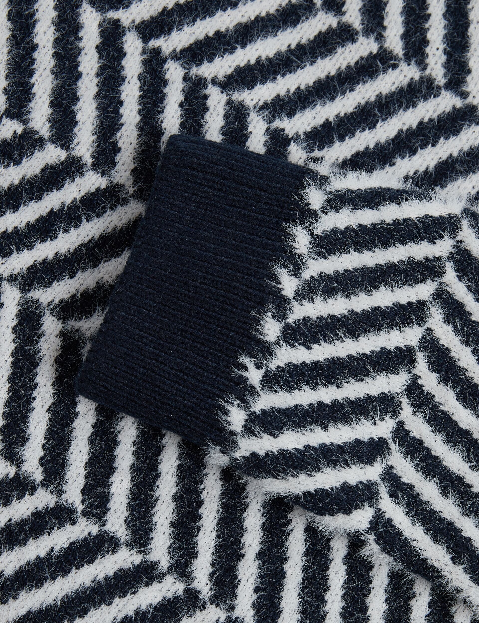 Ted Baker SERGEJ Zig Zag Print Wool Blend Jumper NAVY
