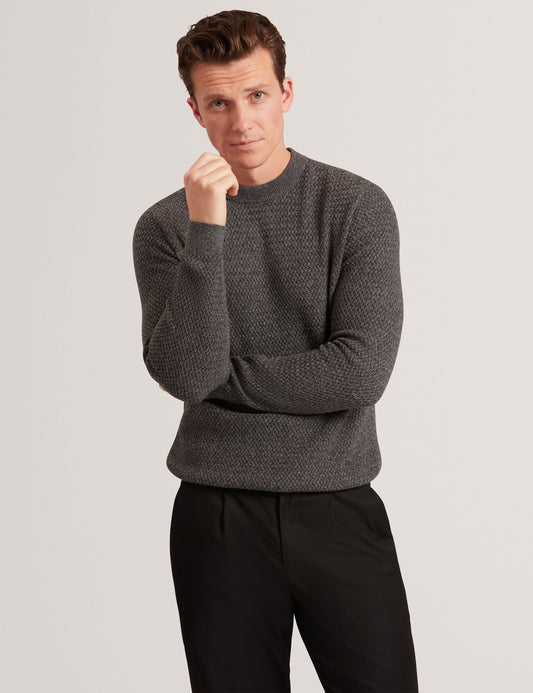 Ted Baker MONYA Textured Stitch Marled Knit Jumper MID GREY