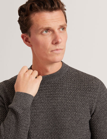 Ted Baker MONYA Textured Stitch Marled Knit Jumper MID GREY