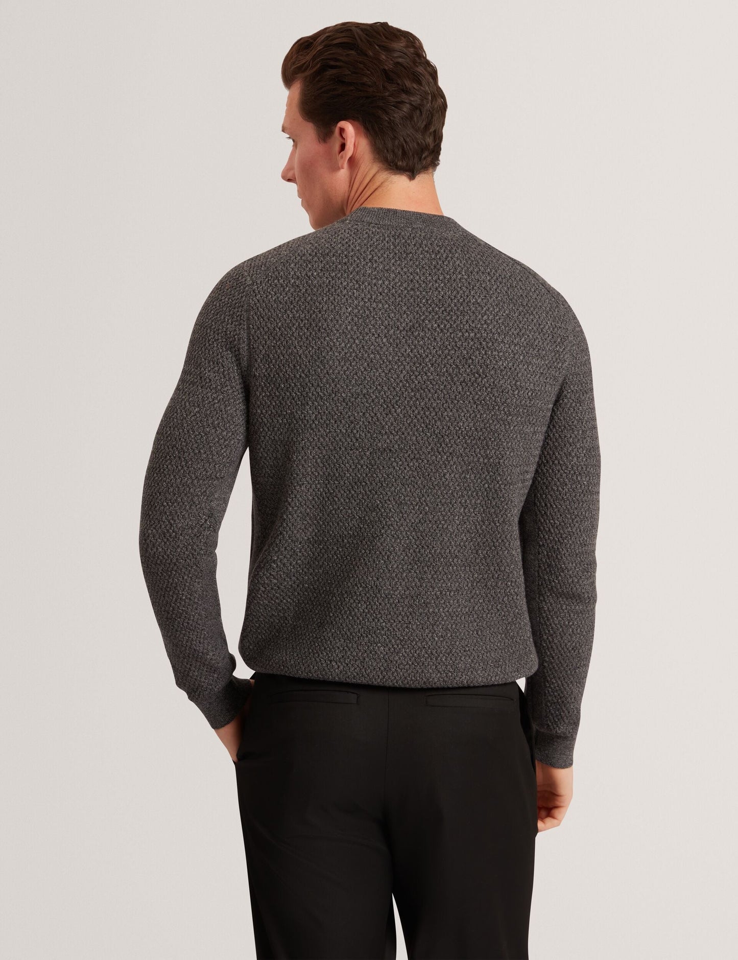 Ted Baker MONYA Textured Stitch Marled Knit Jumper MID GREY
