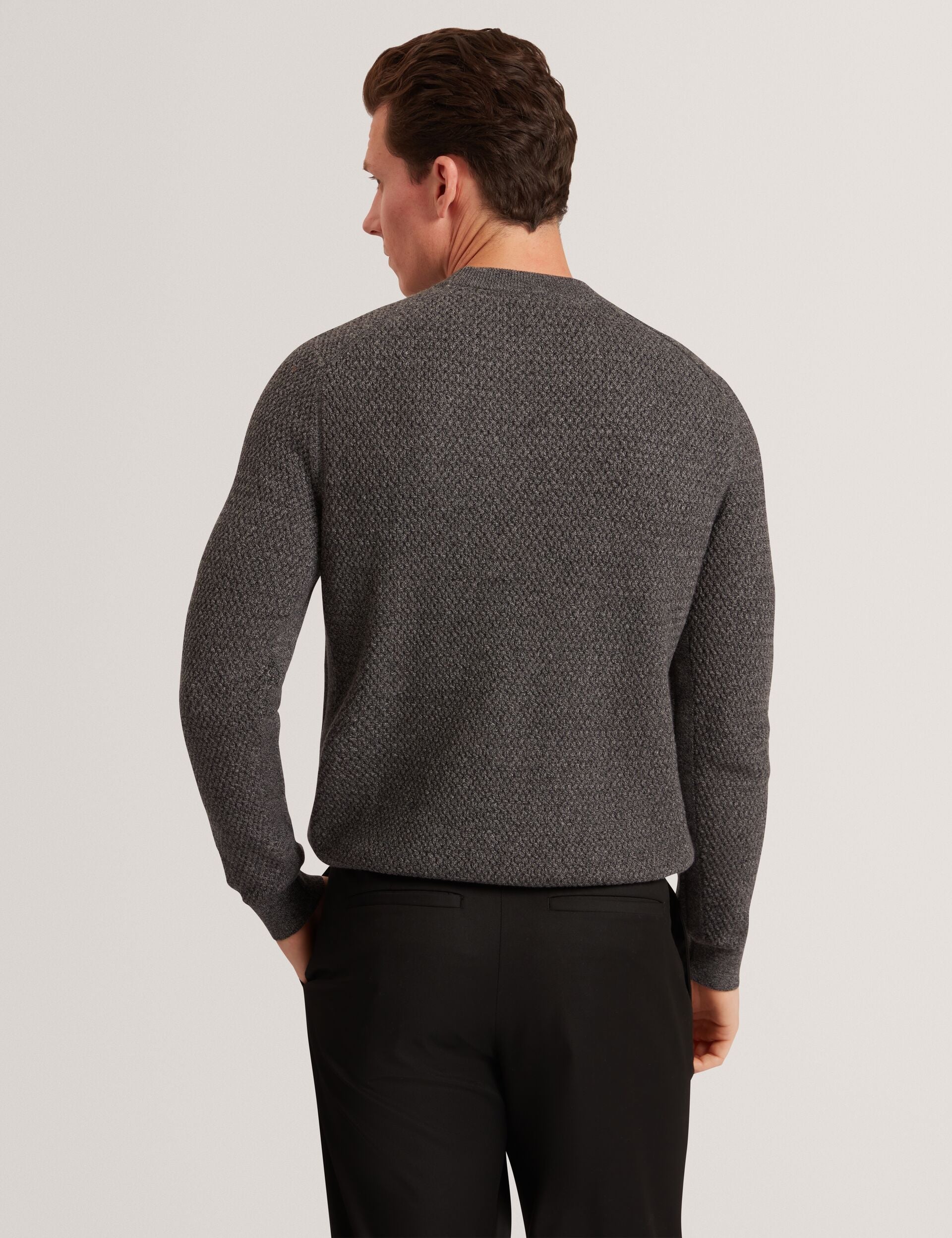 Ted Baker MONYA Textured Stitch Marled Knit Jumper MID GREY