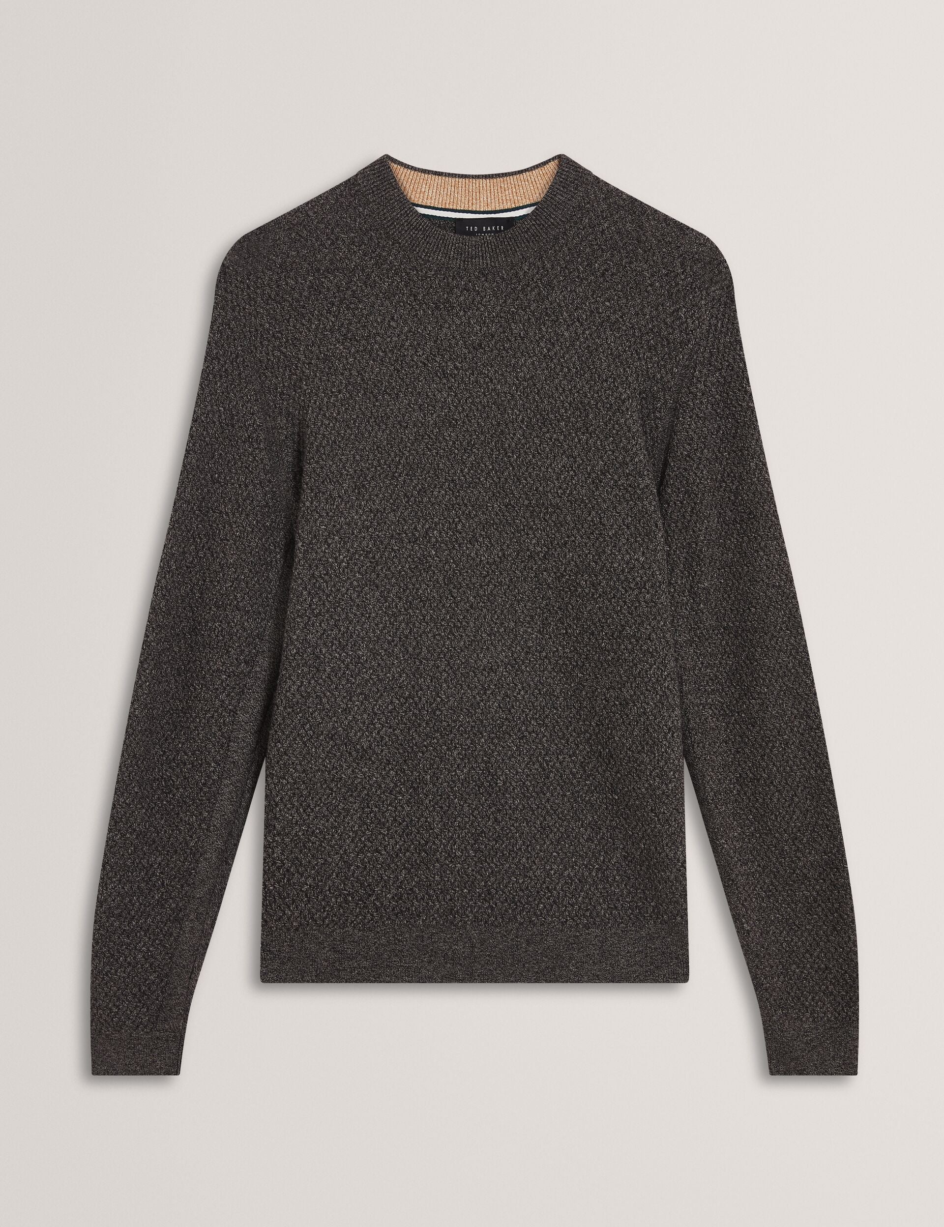 Ted Baker MONYA Textured Stitch Marled Knit Jumper MID GREY