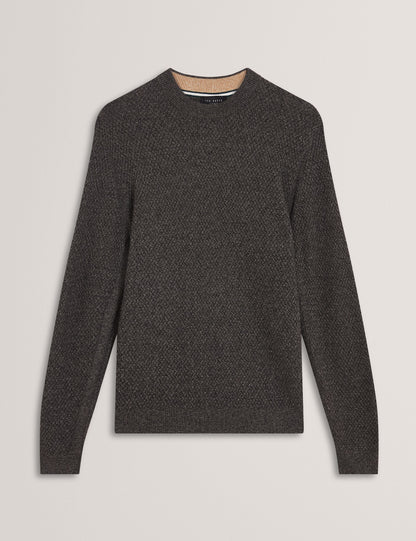 Ted Baker MONYA Textured Stitch Marled Knit Jumper MID GREY