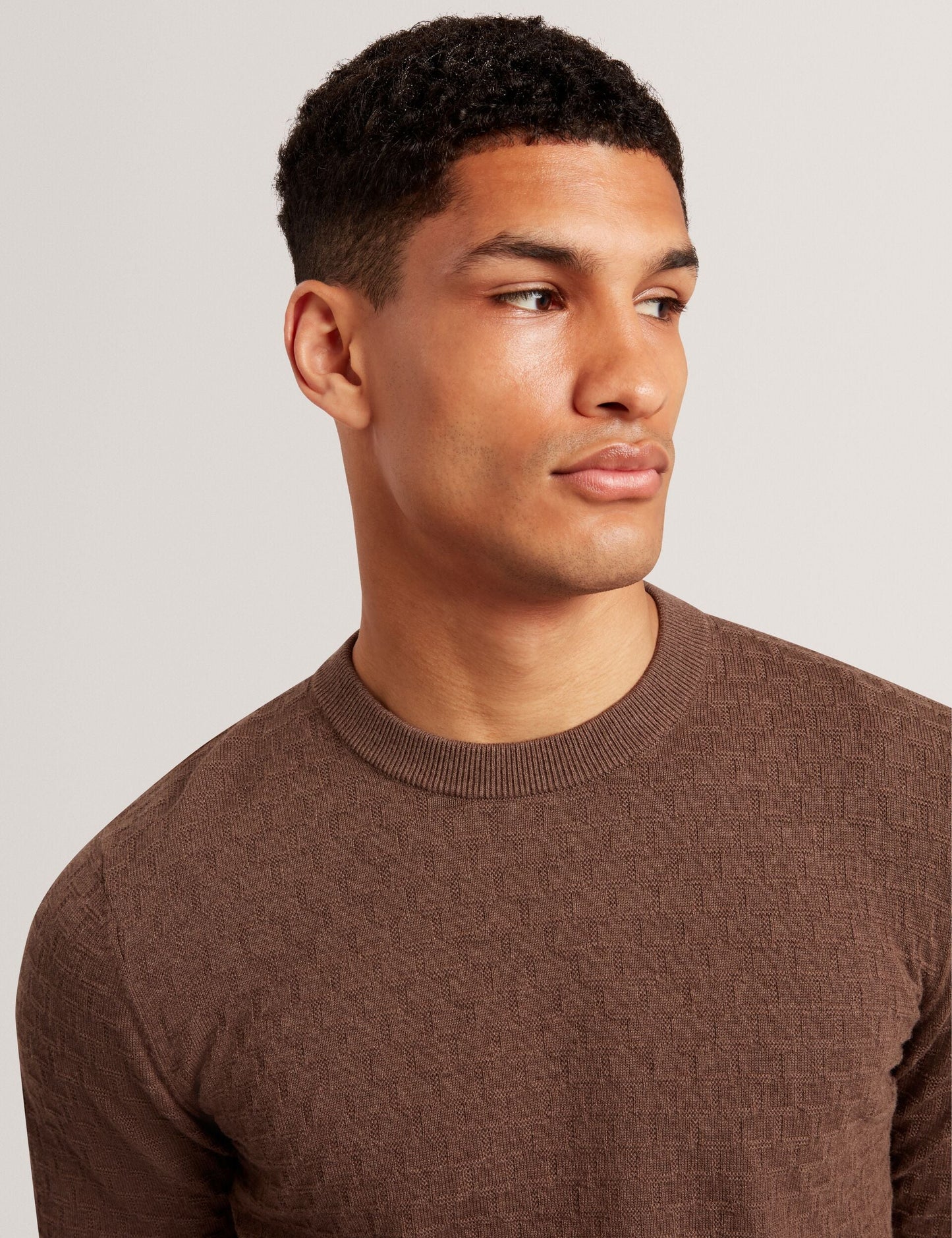 Ted Baker SAINSY - T Stitch Crew Neck BROWN