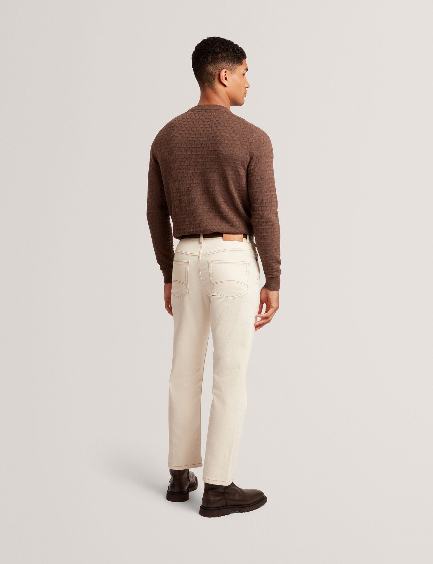 Ted Baker SAINSY - T Stitch Crew Neck BROWN