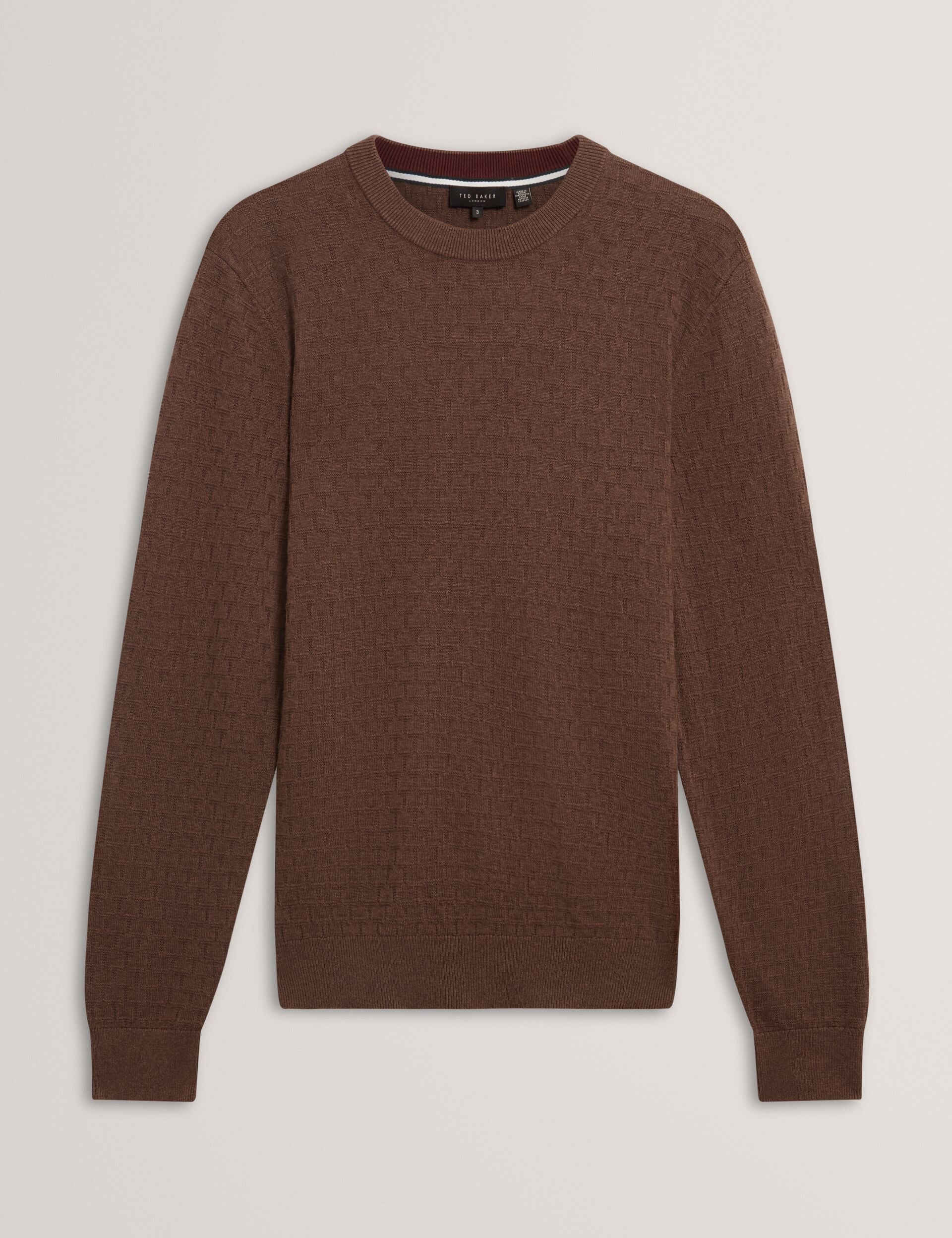 Ted Baker SAINSY - T Stitch Crew Neck BROWN