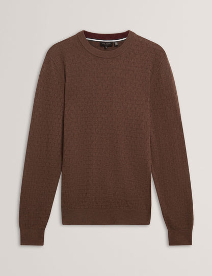 Ted Baker SAINSY - T Stitch Crew Neck BROWN