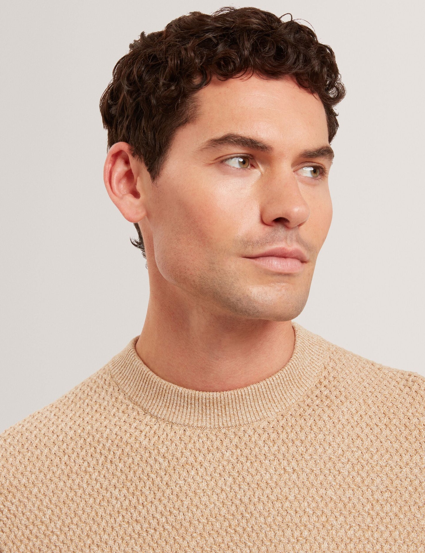 Ted Baker MONYA Textured Stitch Marled Knit Jumper CAMEL