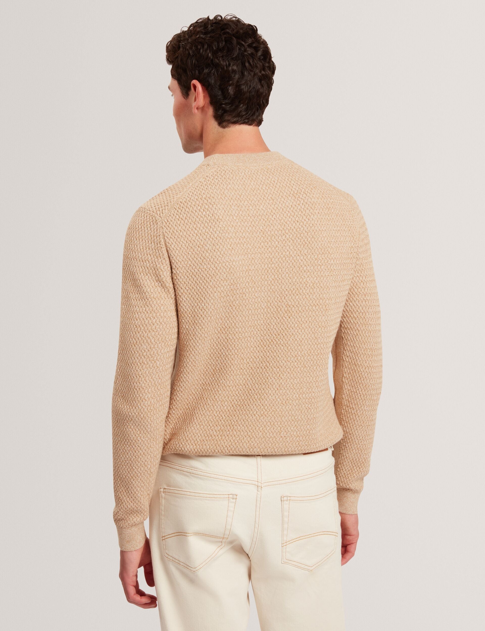 Ted Baker MONYA Textured Stitch Marled Knit Jumper CAMEL