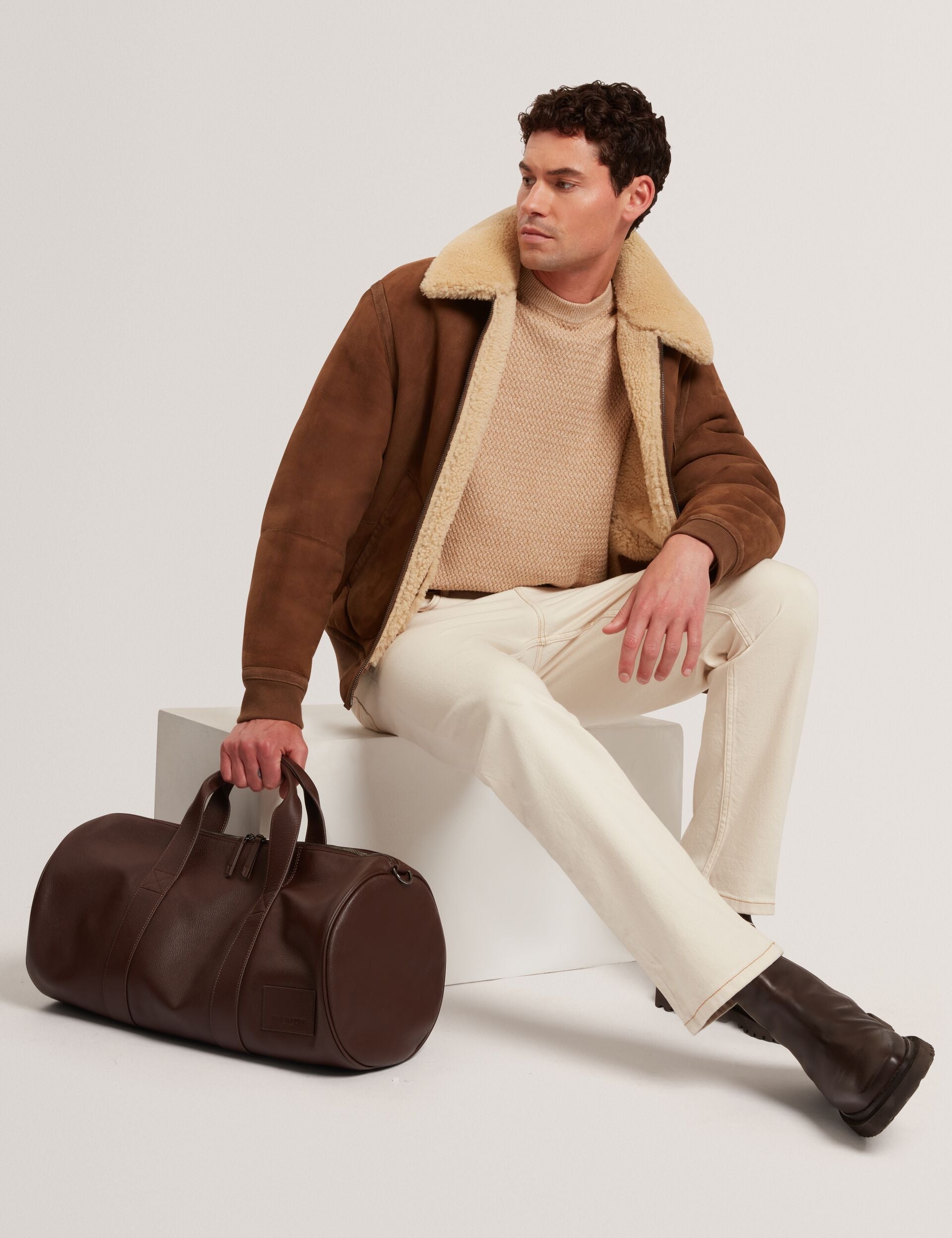 Ted Baker MONYA Textured Stitch Marled Knit Jumper CAMEL