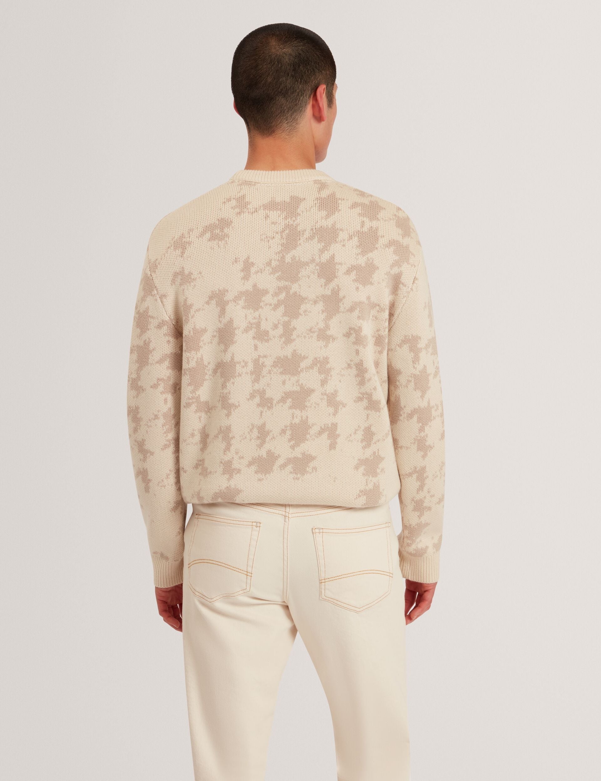 Ted Baker ZENDAYD Houndstooth Print Chunky Knit Jumper ECRU