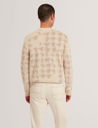 Ted Baker ZENDAYD Houndstooth Print Chunky Knit Jumper ECRU
