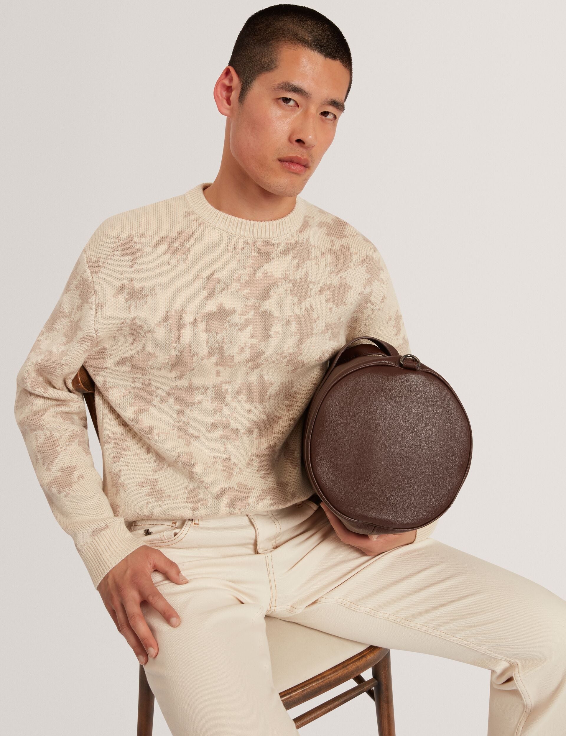 Ted Baker ZENDAYD Houndstooth Print Chunky Knit Jumper ECRU