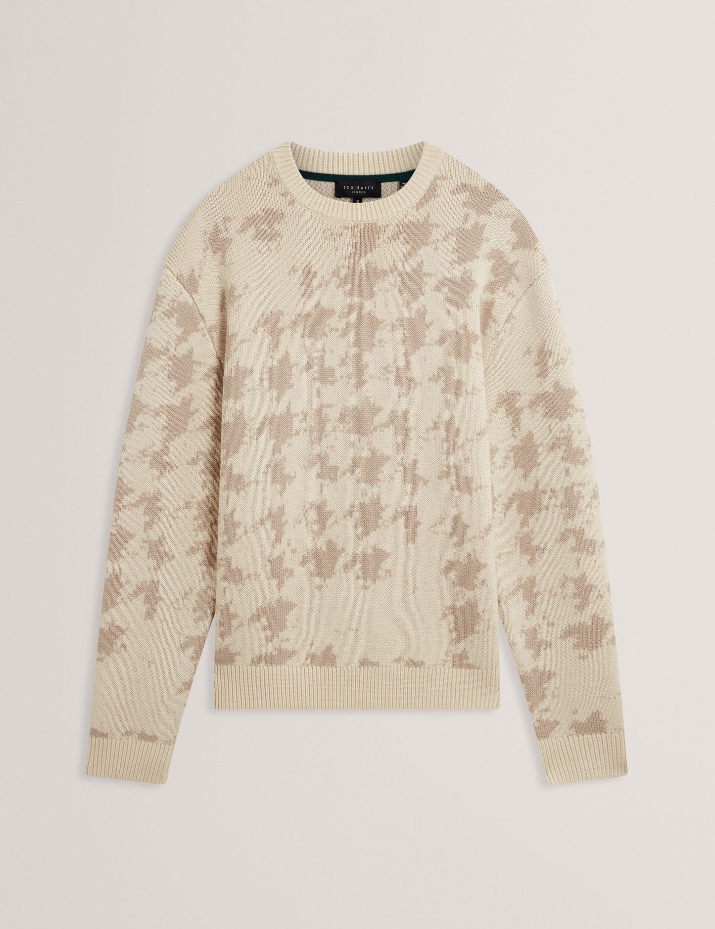Ted Baker ZENDAYD Houndstooth Print Chunky Knit Jumper ECRU