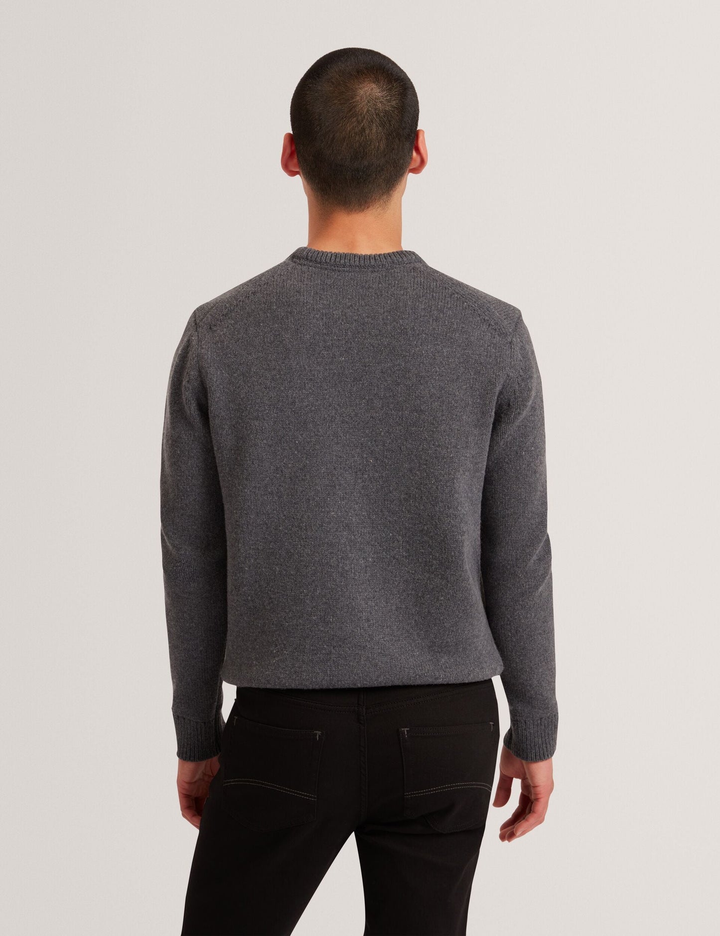 Ted Baker ROST Chunky Knit Crew Neck Sweater CHARCOAL