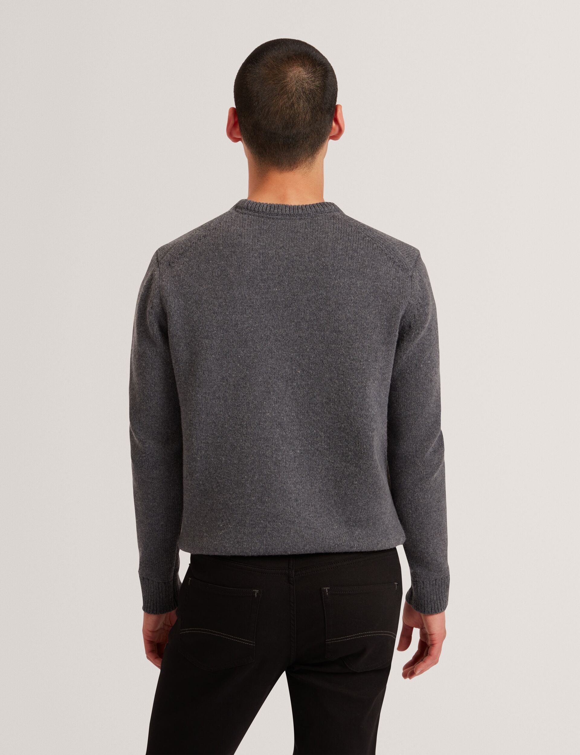 Ted Baker ROST Chunky Knit Crew Neck Sweater CHARCOAL