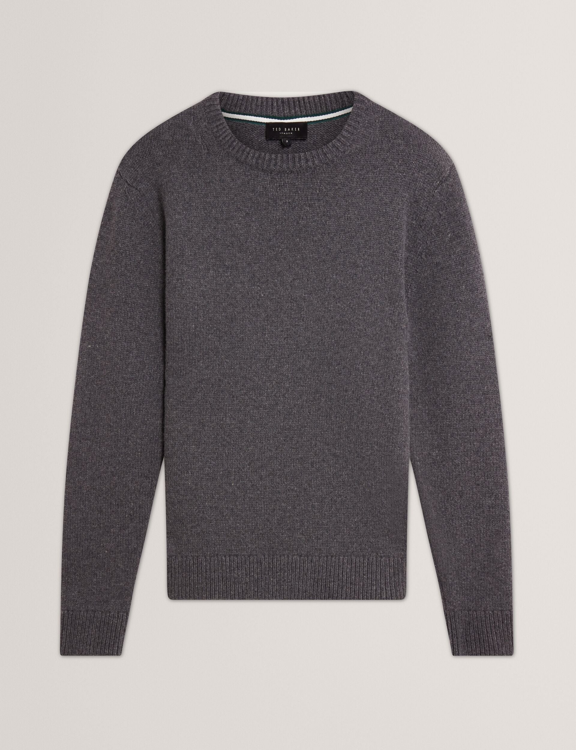 Ted Baker ROST Chunky Knit Crew Neck Sweater CHARCOAL