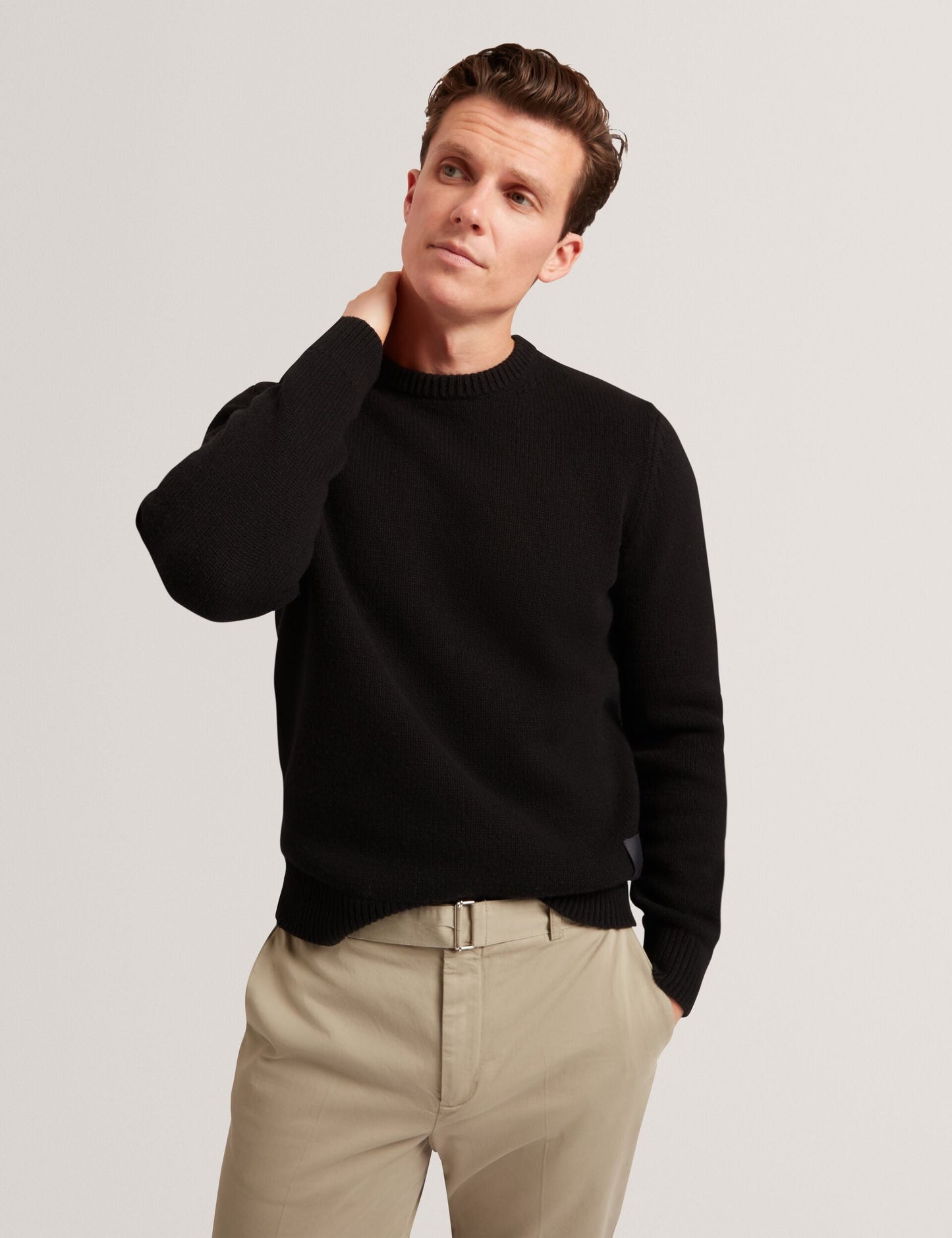 Ted Baker ROST Chunky Knit Crew Neck Jumper BLACK