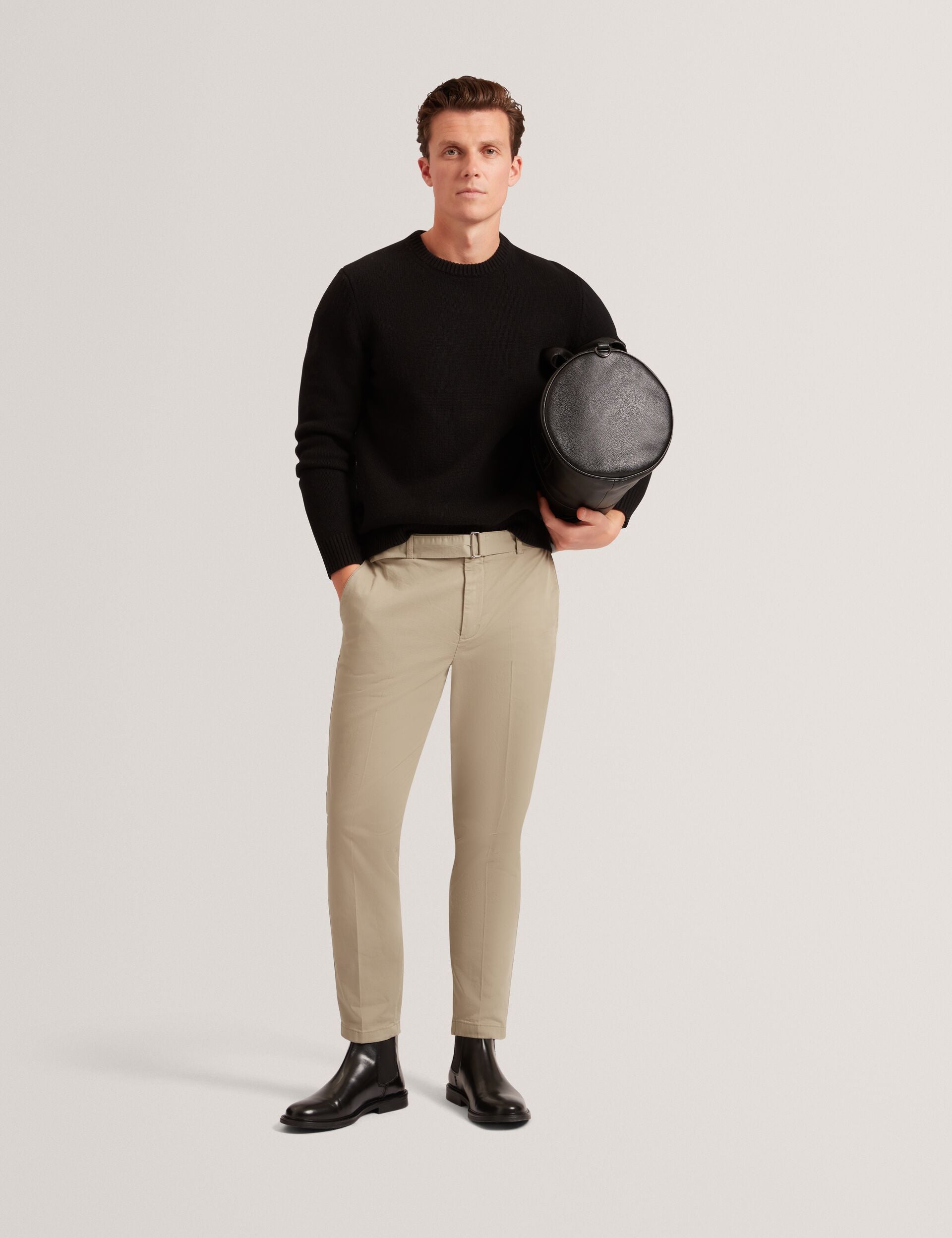 Ted Baker ROST Chunky Knit Crew Neck Jumper BLACK