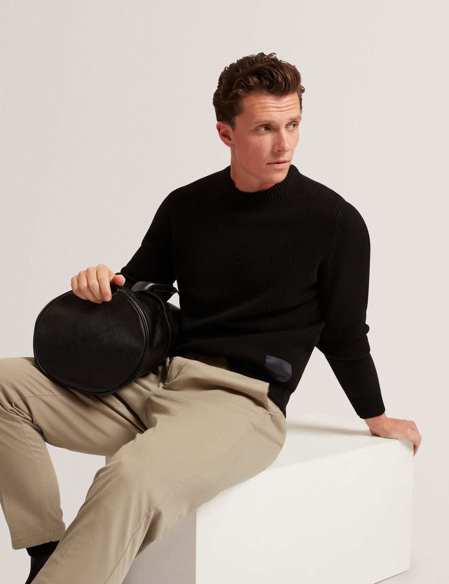 Ted Baker ROST Chunky Knit Crew Neck Jumper BLACK