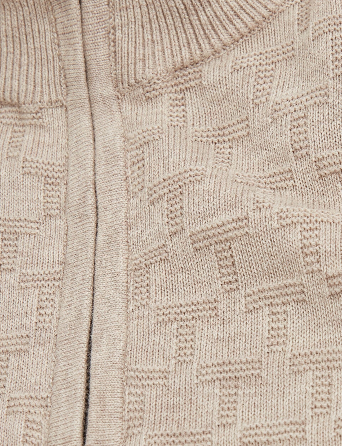 Ted Baker JEREMEE Branded Texture Zip Neck Jumper NATURAL