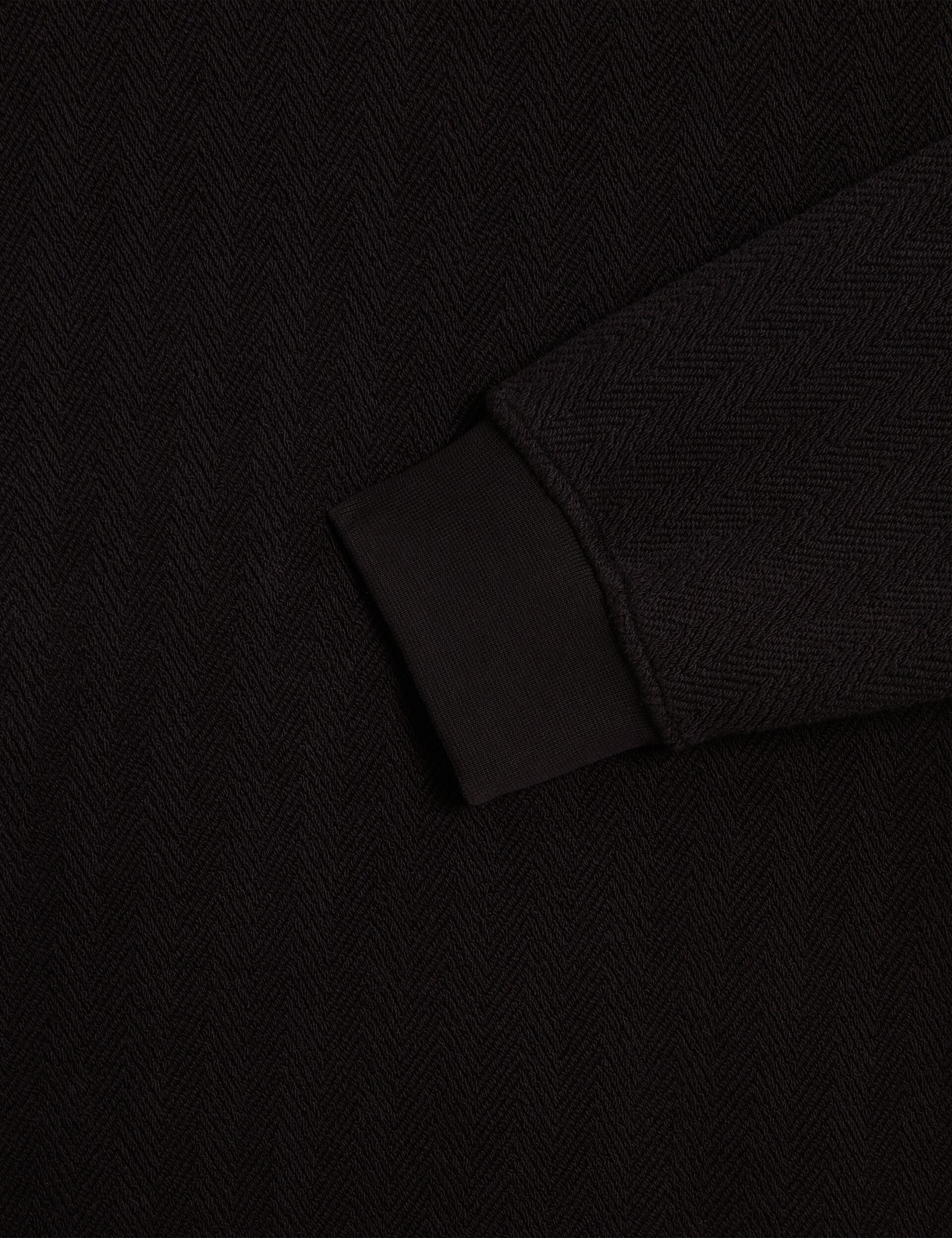 Ted Baker ELATES Herringbone Texture Crew Neck Sweatshirt BLACK