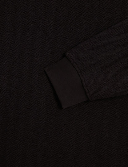 Ted Baker ELATES Herringbone Texture Crew Neck Sweatshirt BLACK