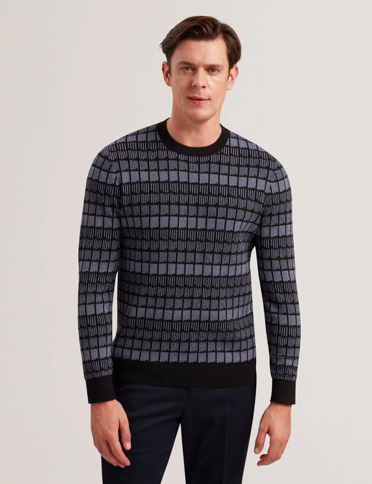 Ted Baker OSBURN - Ombre Jacquard Crew Neck Jumper BLACK