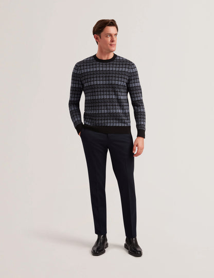 Ted Baker OSBURN - Ombre Jacquard Crew Neck Jumper BLACK