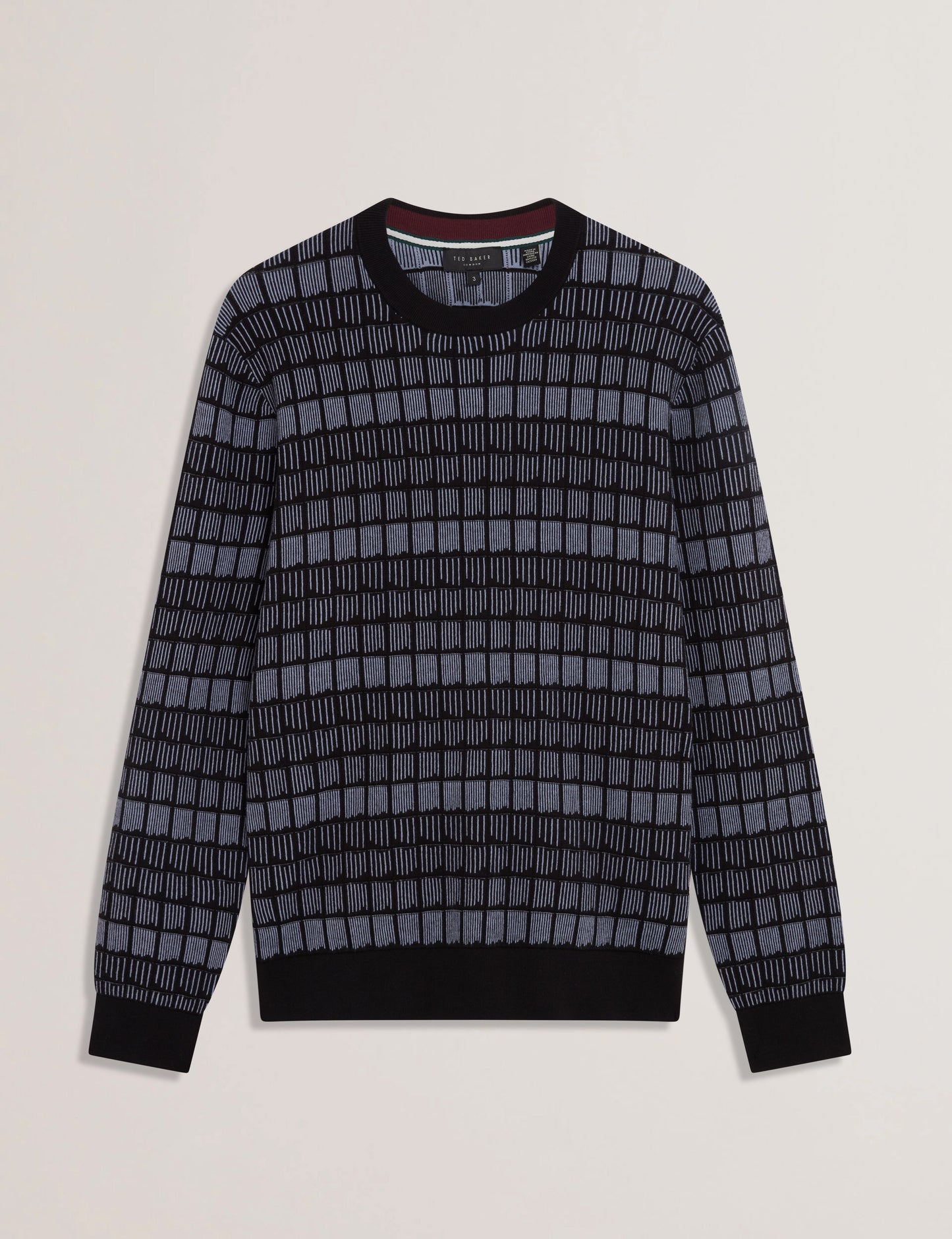 Ted Baker OSBURN - Ombre Jacquard Crew Neck Jumper BLACK