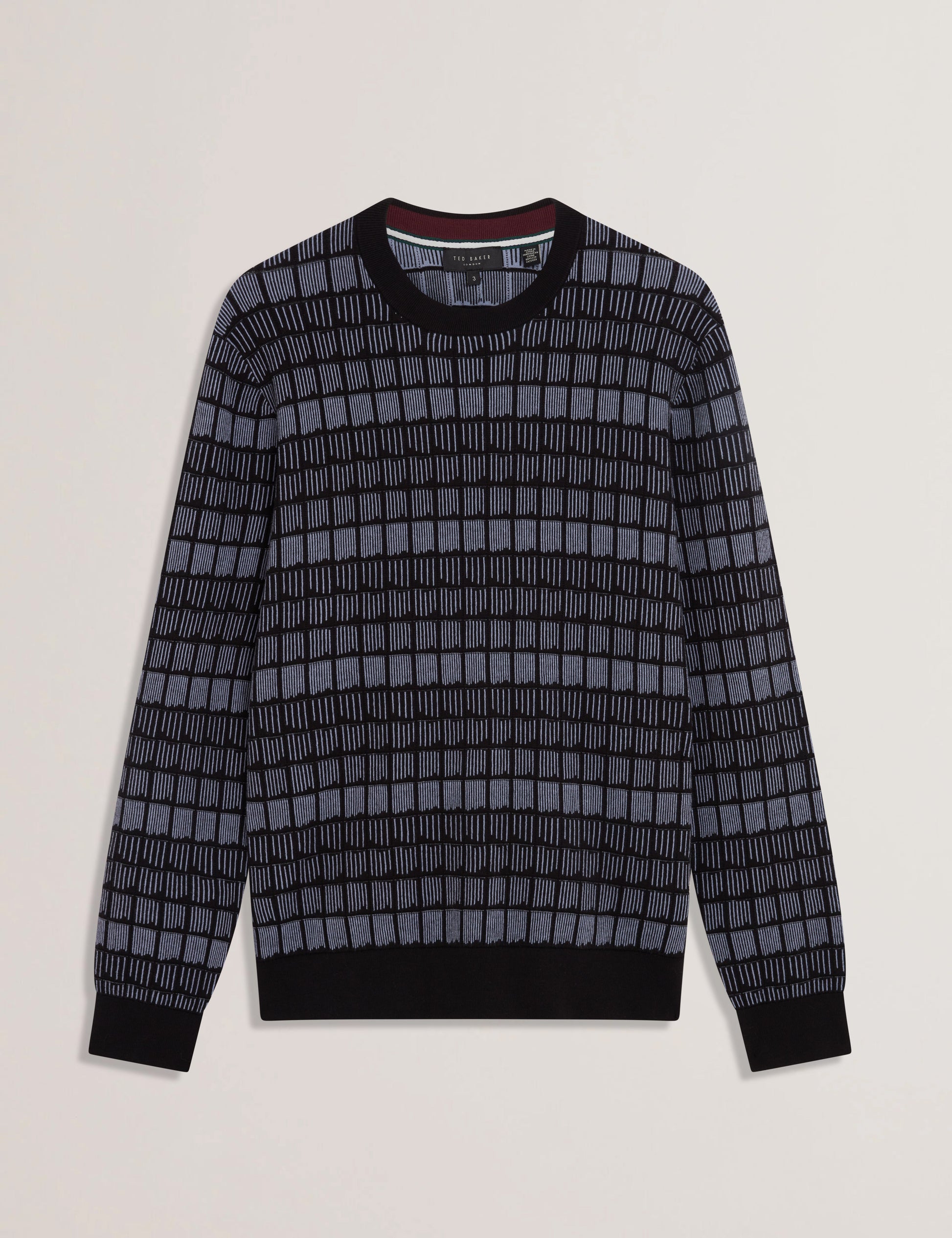 Ted Baker OSBURN - Ombre Jacquard Crew Neck Jumper BLACK