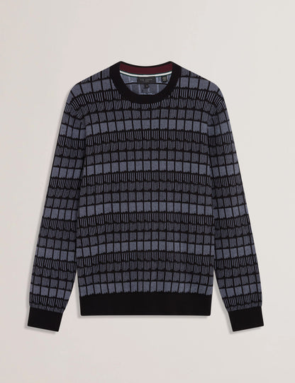 Ted Baker OSBURN - Ombre Jacquard Crew Neck Jumper BLACK
