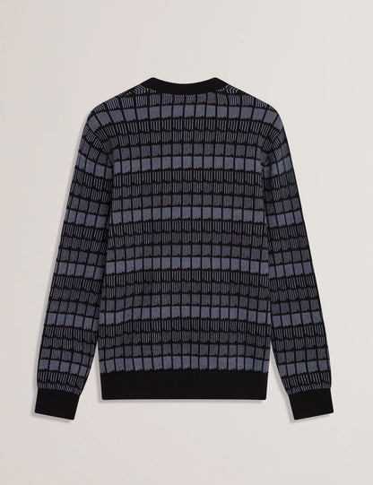 Ted Baker OSBURN - Ombre Jacquard Crew Neck Jumper BLACK