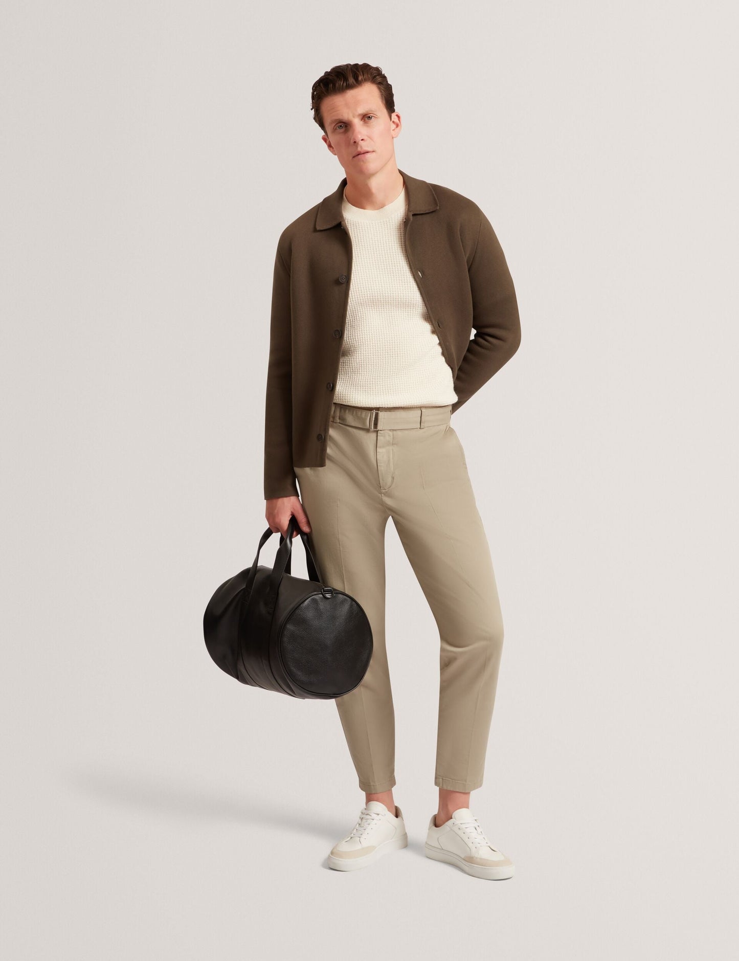 Ted Baker CLACX Waffle Knit Crew Neck Jumper ECRU