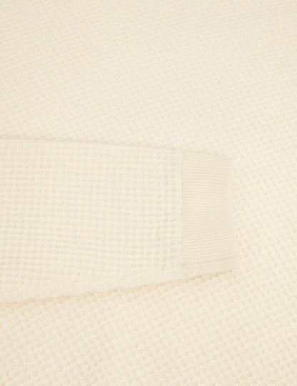 Ted Baker CLACX Waffle Knit Crew Neck Jumper ECRU