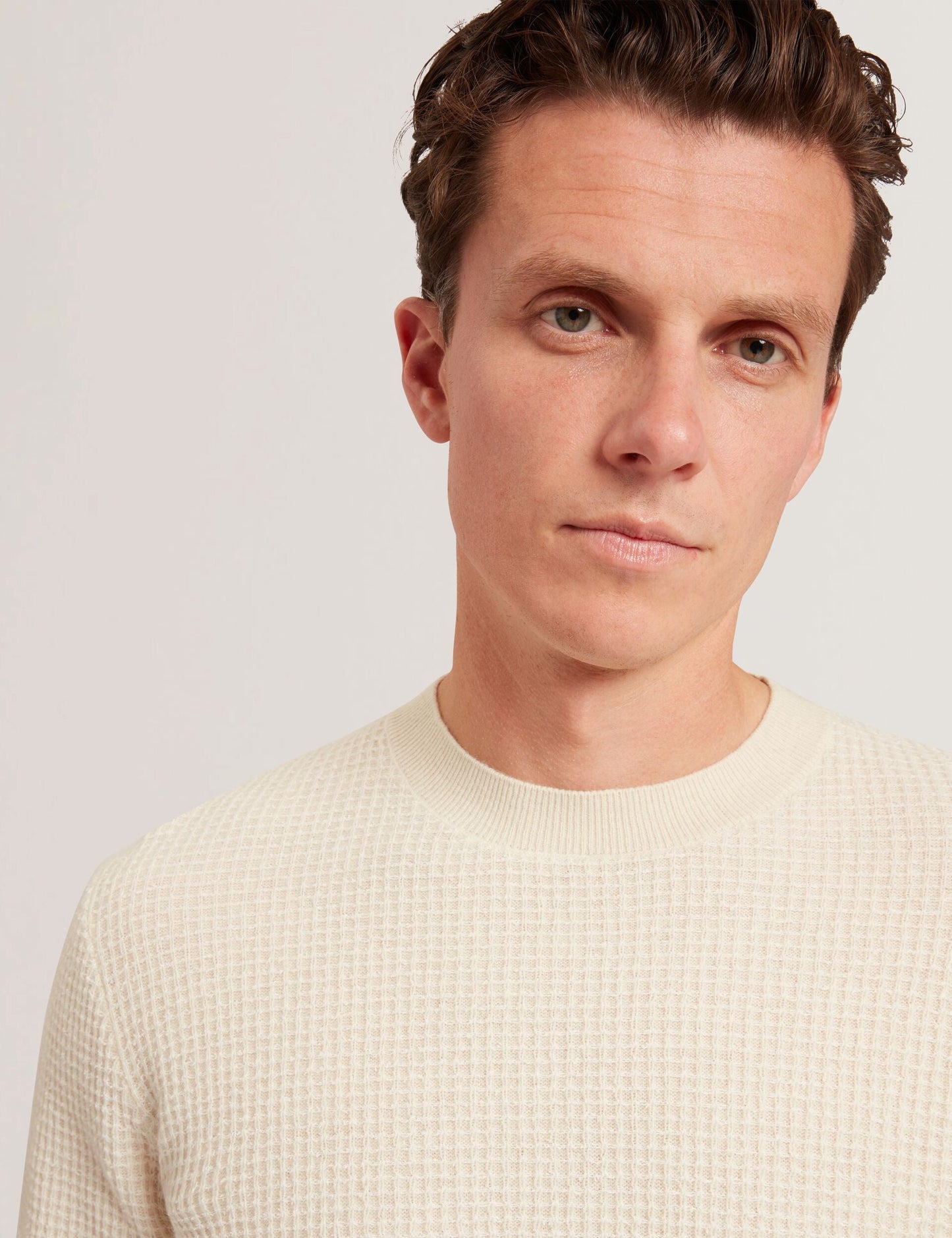 Ted Baker CLACX Waffle Knit Crew Neck Jumper ECRU