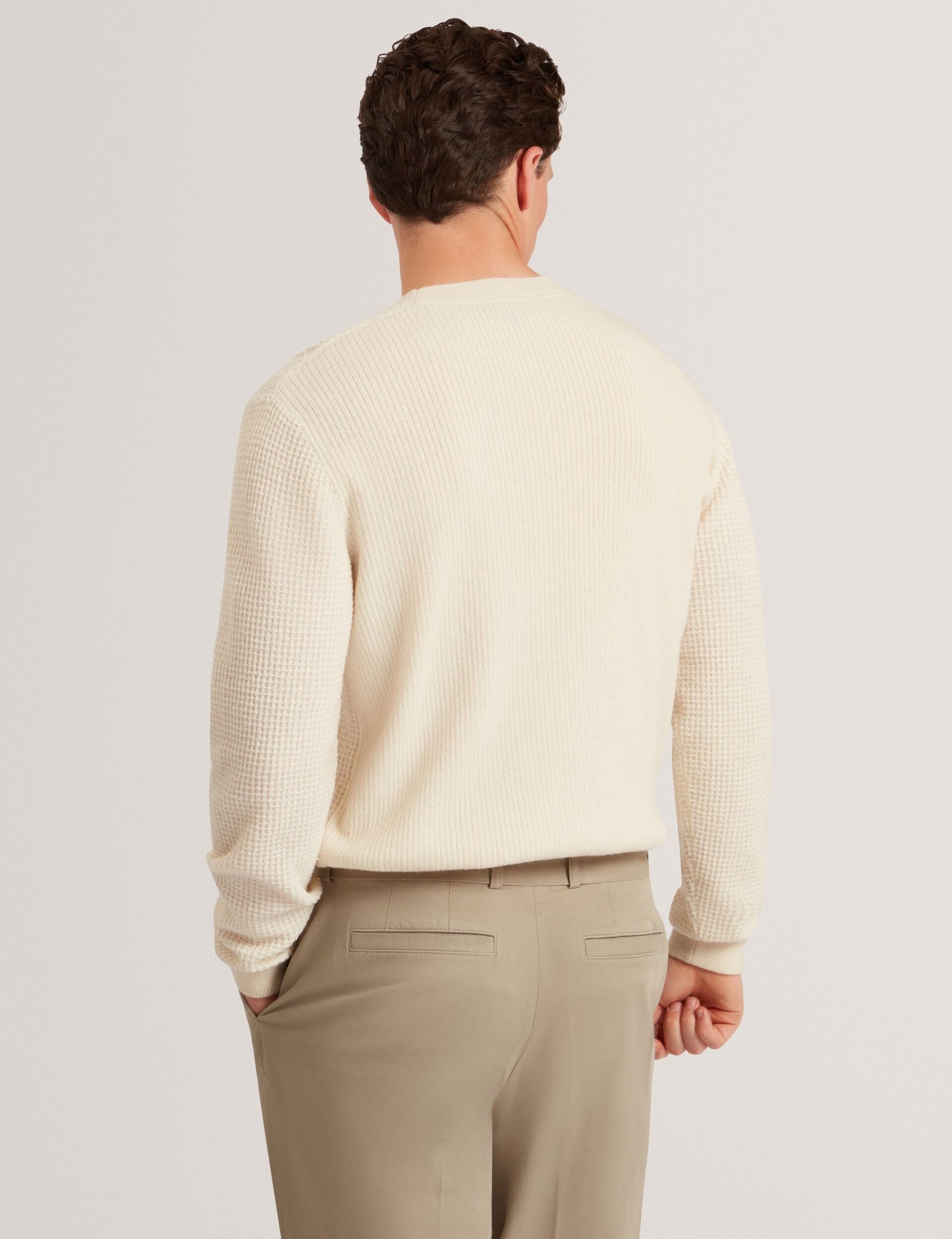 Ted Baker CLACX Waffle Knit Crew Neck Jumper ECRU