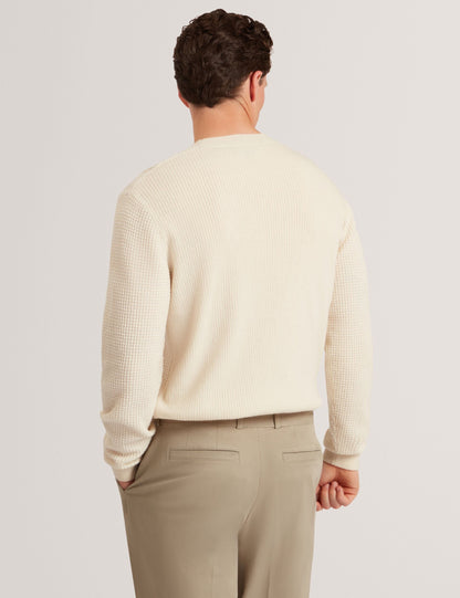 Ted Baker CLACX Waffle Knit Crew Neck Jumper ECRU