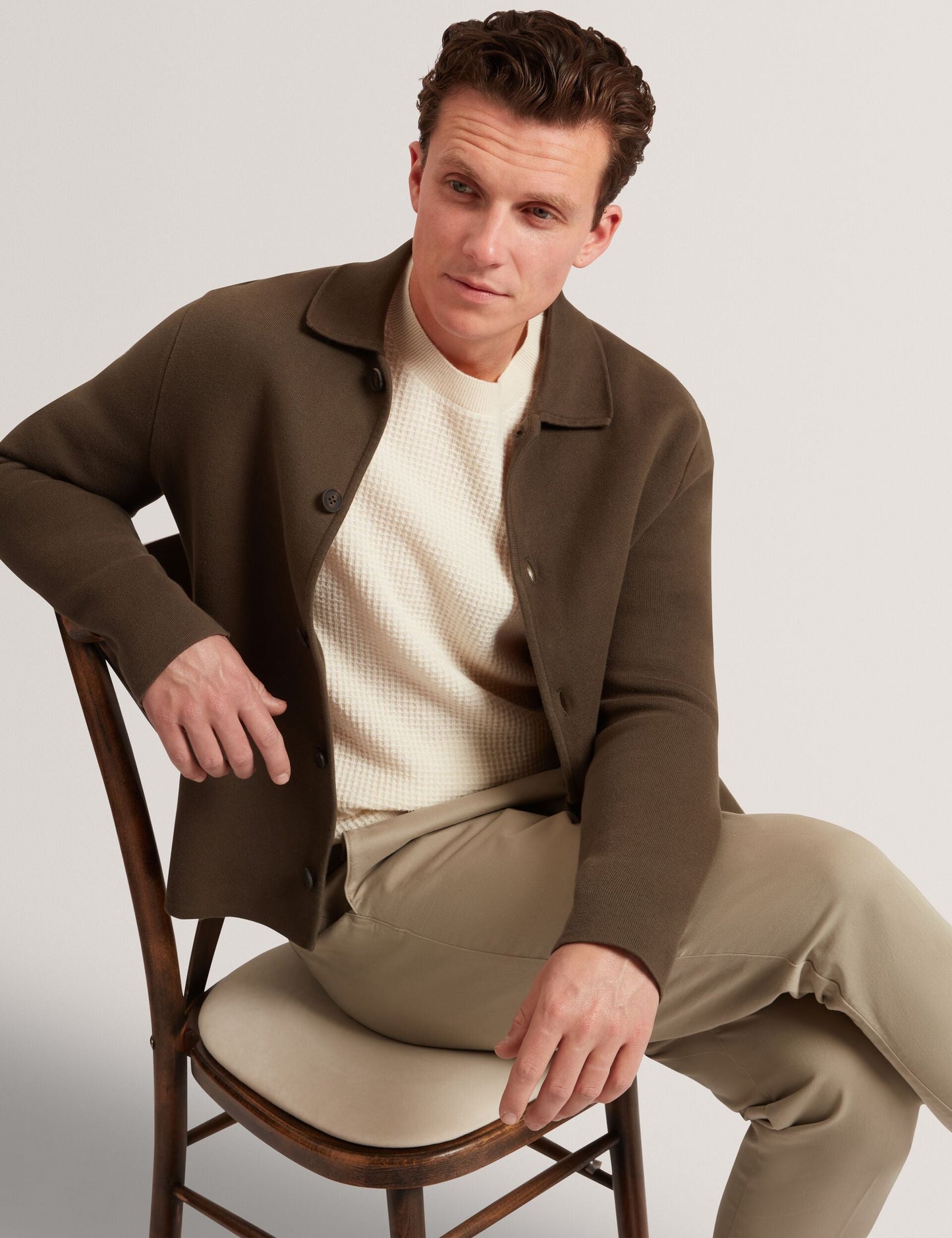 Ted Baker CLACX Waffle Knit Crew Neck Jumper ECRU