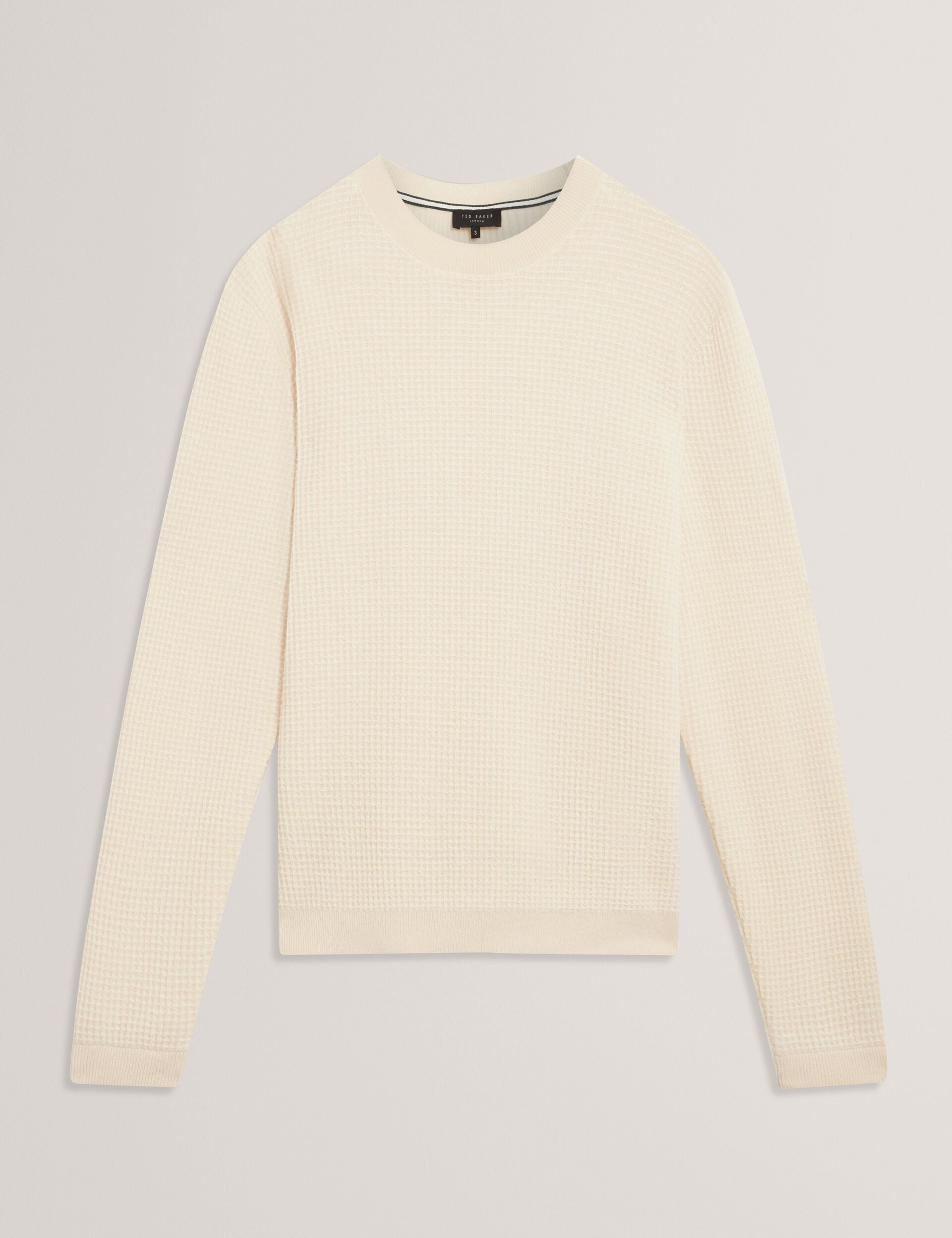 Ted Baker CLACX Waffle Knit Crew Neck Jumper ECRU