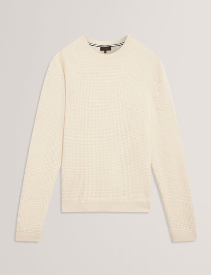 Ted Baker CLACX Waffle Knit Crew Neck Jumper ECRU