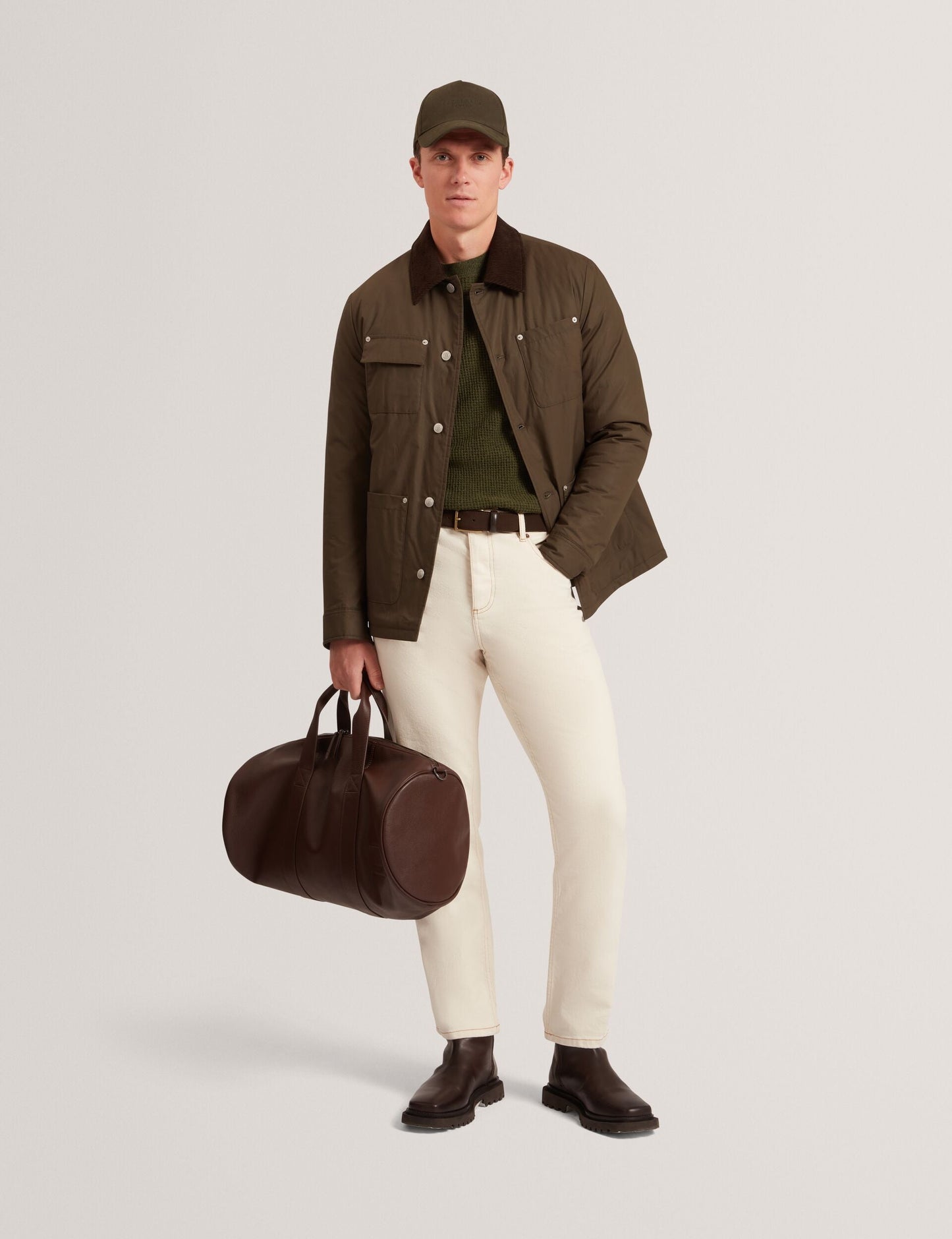 Ted Baker CLACX Waffle Knit Crew Neck Jumper OLIVE