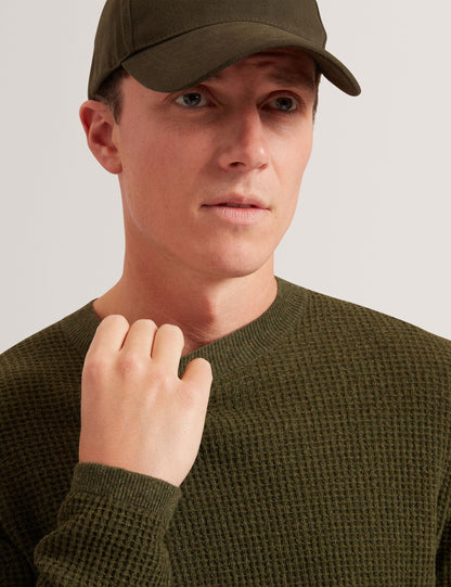 Ted Baker CLACX Waffle Knit Crew Neck Jumper OLIVE