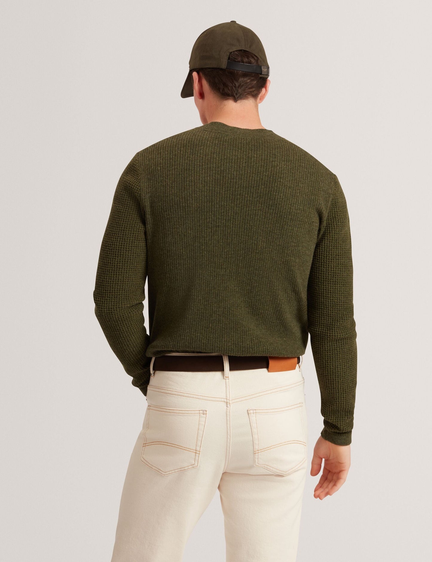 Ted Baker CLACX Waffle Knit Crew Neck Jumper OLIVE