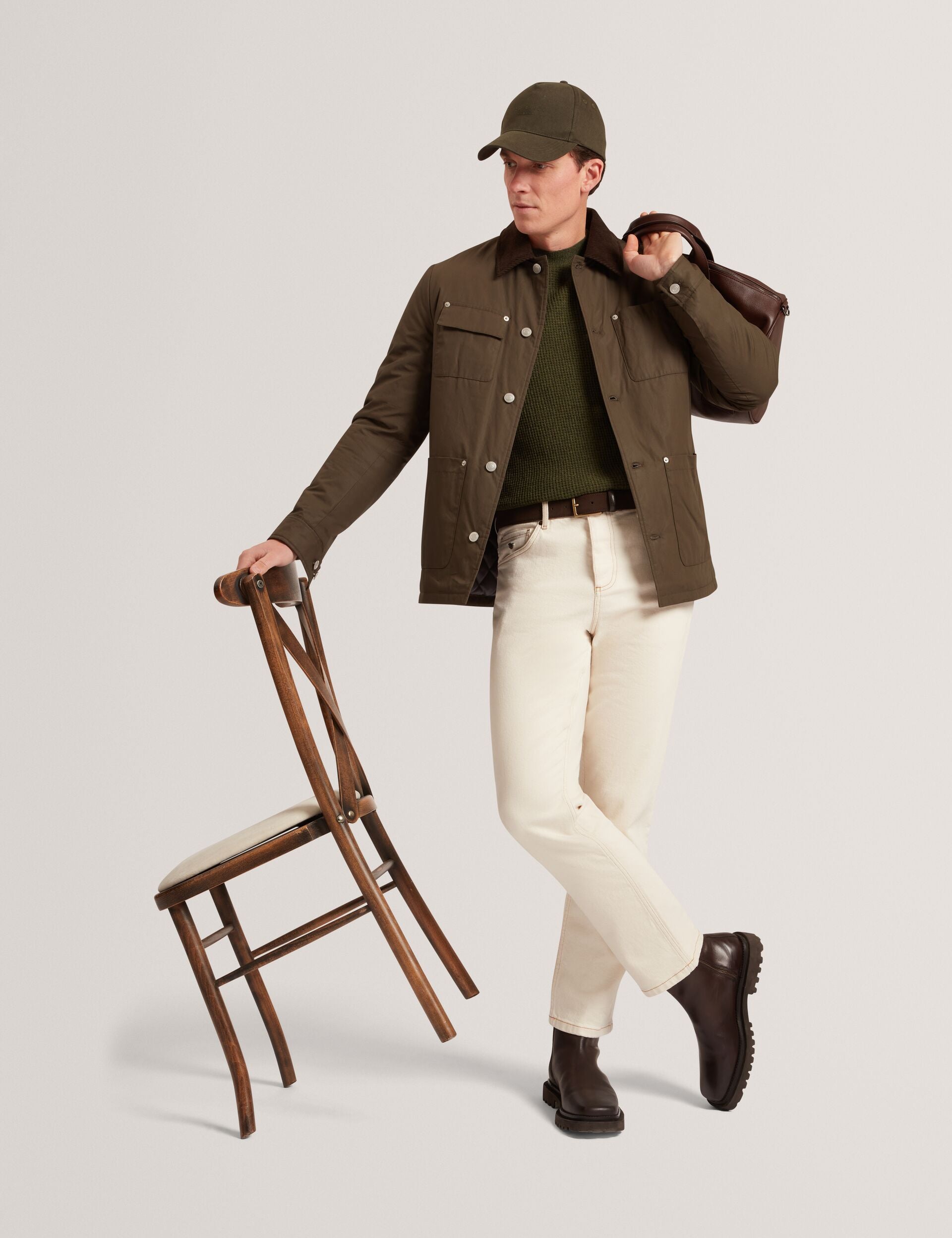 Ted Baker CLACX Waffle Knit Crew Neck Jumper OLIVE