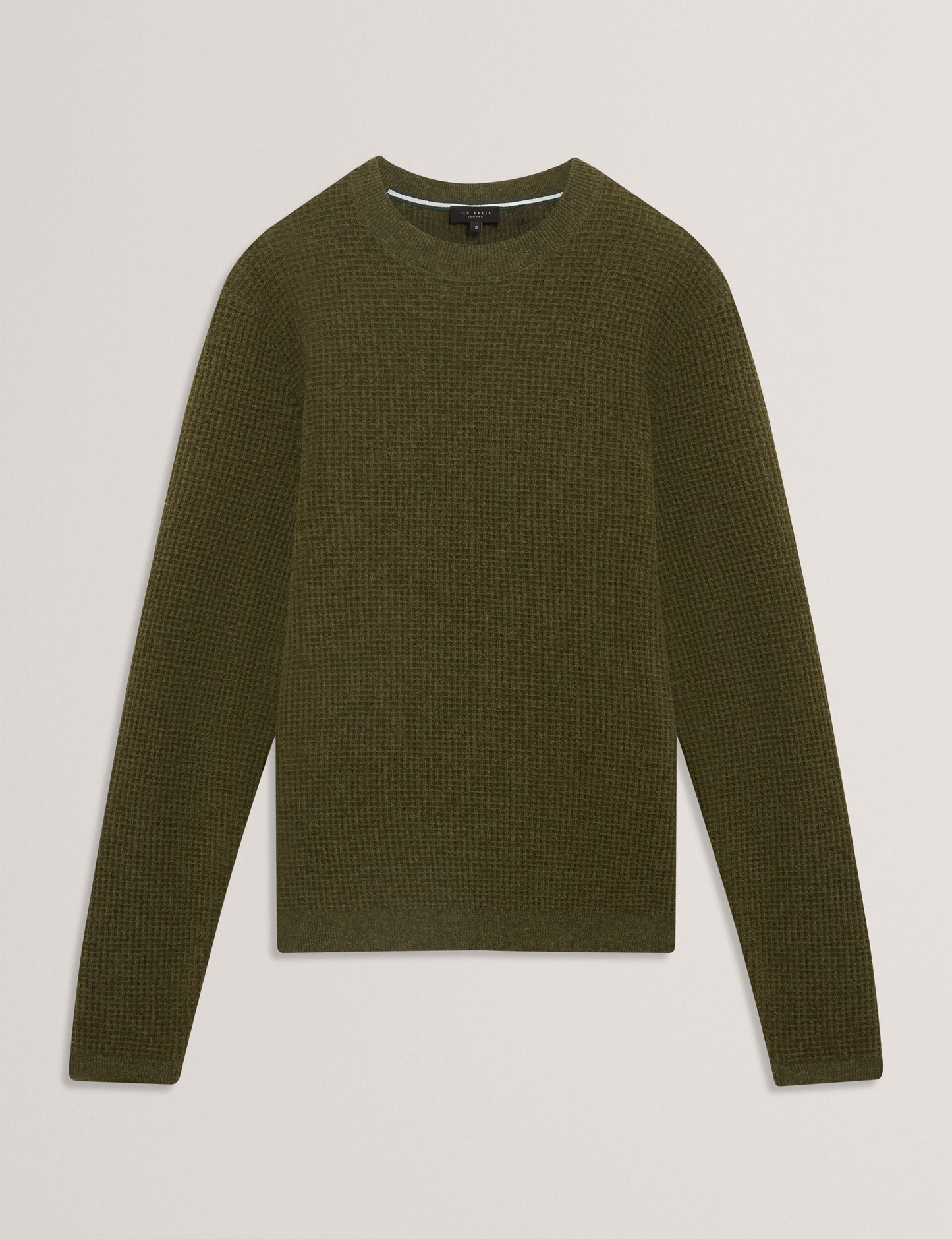 Ted Baker CLACX Waffle Knit Crew Neck Jumper OLIVE